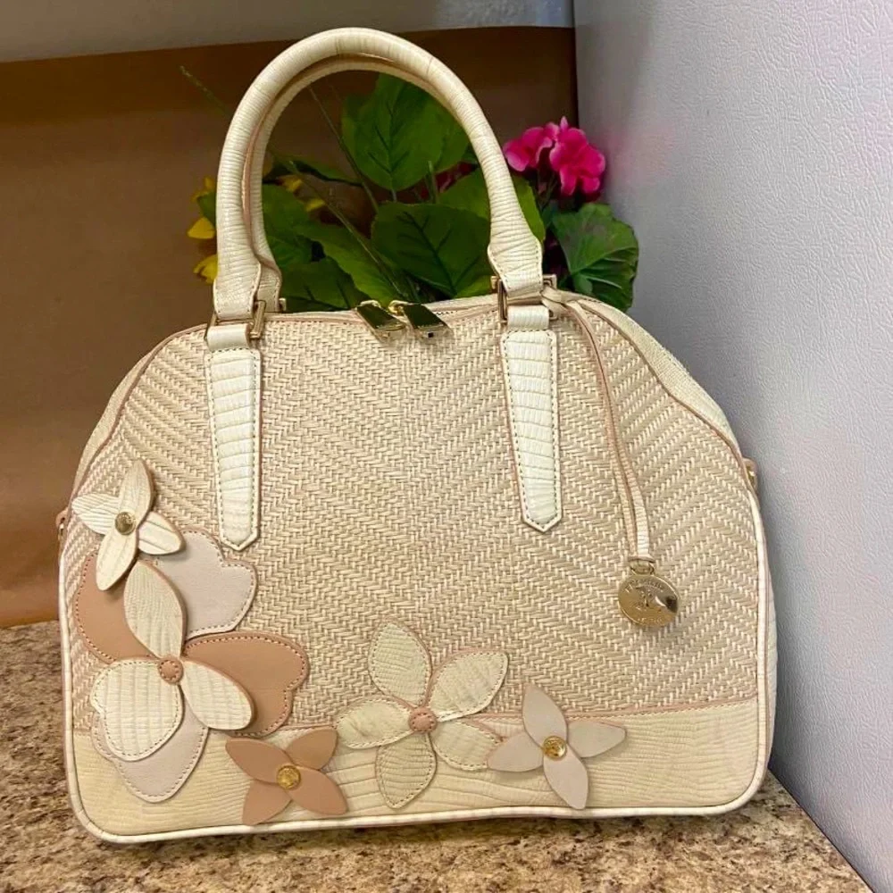 Brahmin Cream Hudson Satchel